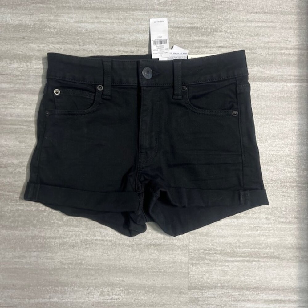 NWT $44 American Eagle Black Hi-Rise Shortie Shorts Size 2 Next Level Stretch